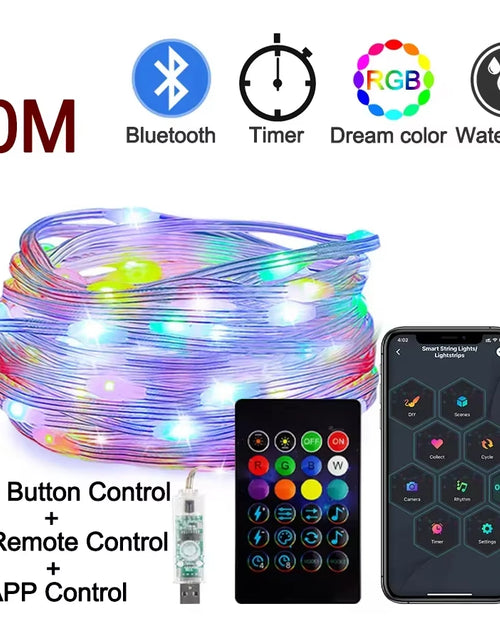 Load image into Gallery viewer, Dreamcolor Rgb Led Strip WS2812B Bluetooth Smart String Fairy Lights Christmas Garland Light Waterproof for Party Curtain Room