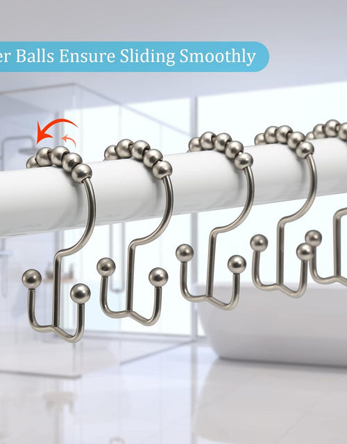 Load image into Gallery viewer, Shower Curtain Hooks, 12Pcs Shower Curtain Rings, Stainless Steel Roller Gliding Shower Hooks for Shower Curtain, Rustproof Shower Rings for Curtain, Shower Curtain, Shower Rod, Matte Nickel