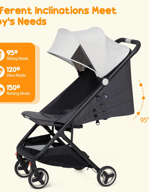 Load image into Gallery viewer, Lightweight Stroller, Compact One-Hand Fold Travel Stroller for Airplane Friendly, Reclining Seat and Canopy