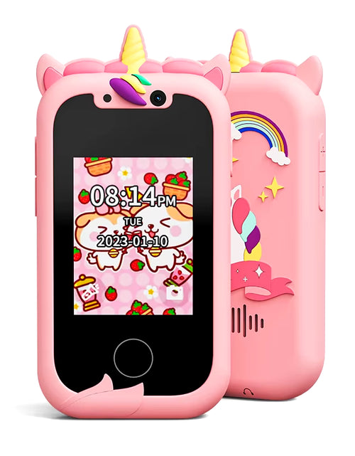 Load image into Gallery viewer, Kids Smart Phone Toys for Girls Unicorns Gifts 2.8 Inch Touchscreen Dual Camera Music Player Learn Toys Christmas Birthday Gift