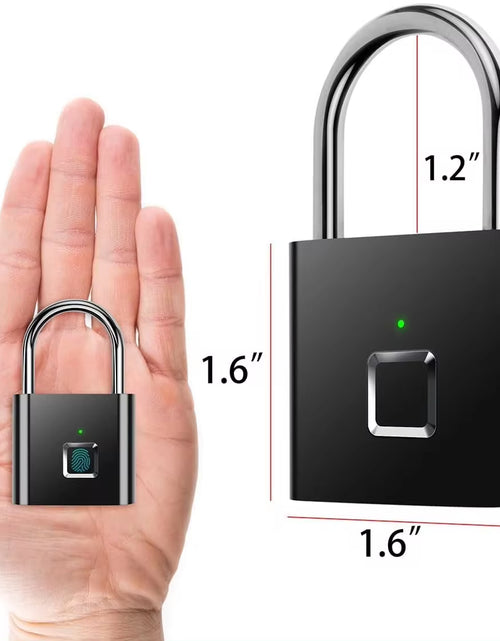 Load image into Gallery viewer, Portable Fingerprint Padlock USB Rechargeable Lithium Battery Waterproof Durable Zinc Alloy Lockbody