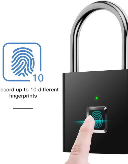Load image into Gallery viewer, Portable Fingerprint Padlock USB Rechargeable Lithium Battery Waterproof Durable Zinc Alloy Lockbody