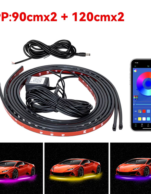 Load image into Gallery viewer, Car Underbody Light Decorative Lamp Neon LED RGB Car Underglow Bottom Light Remote/App Control Flexible Waterproof LED Strip