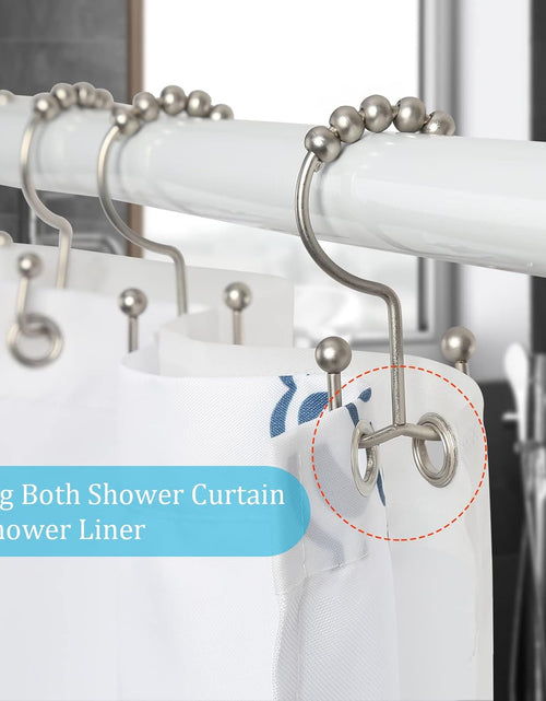 Load image into Gallery viewer, Shower Curtain Hooks, 12Pcs Shower Curtain Rings, Stainless Steel Roller Gliding Shower Hooks for Shower Curtain, Rustproof Shower Rings for Curtain, Shower Curtain, Shower Rod, Matte Nickel