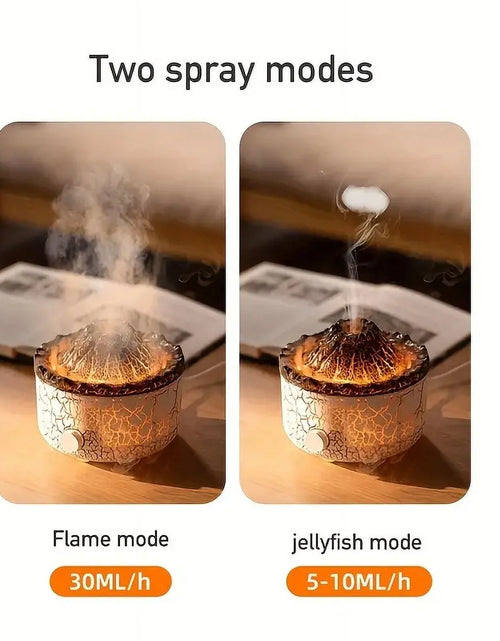 Load image into Gallery viewer, Flame Diffuser Humidifier, with 3D Flame and Volcano Effect, 560Ml Aroma Essential Oil Diffuser with Remote Control, White