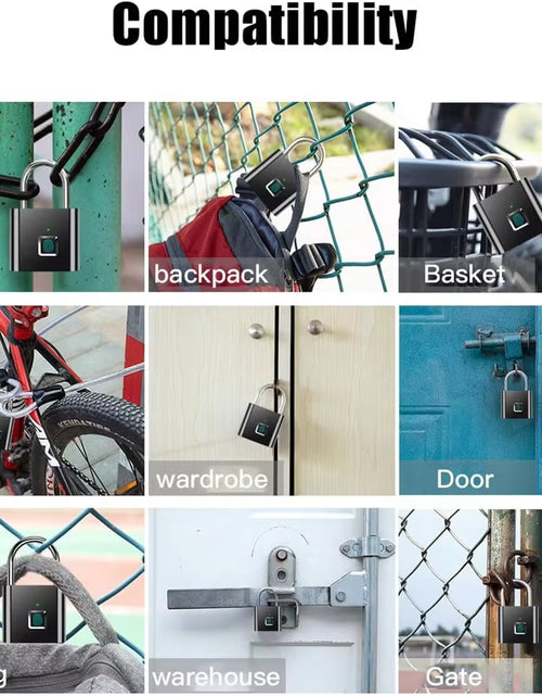 Load image into Gallery viewer, Portable Fingerprint Padlock USB Rechargeable Lithium Battery Waterproof Durable Zinc Alloy Lockbody