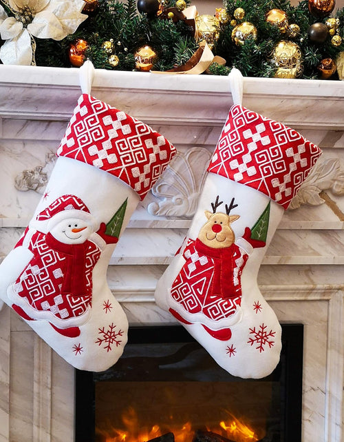 Load image into Gallery viewer, Classic Christmas Stockings Set of 2 Santa, Snowman Xmas Character 17 Inch (Style 4)