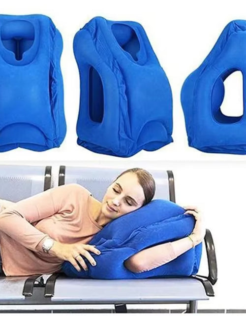 Load image into Gallery viewer, Upgraded Inflatable Air Cushion Travel Pillow Headrest Chin Support Cushions for Airplane Plane Car Office Rest Neck Nap Pillows