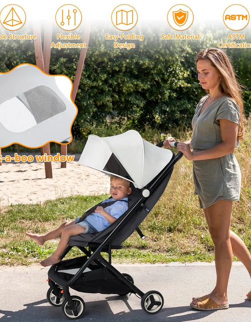 Load image into Gallery viewer, Lightweight Stroller, Compact One-Hand Fold Travel Stroller for Airplane Friendly, Reclining Seat and Canopy
