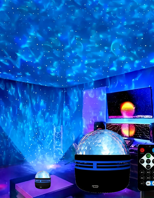 Load image into Gallery viewer, LED Starry Galaxy Ocean Wave Projector RGB Smart Remote Control Lamp KTV USB Christmas Lights Auto Rotate for Home Bedroom Decor