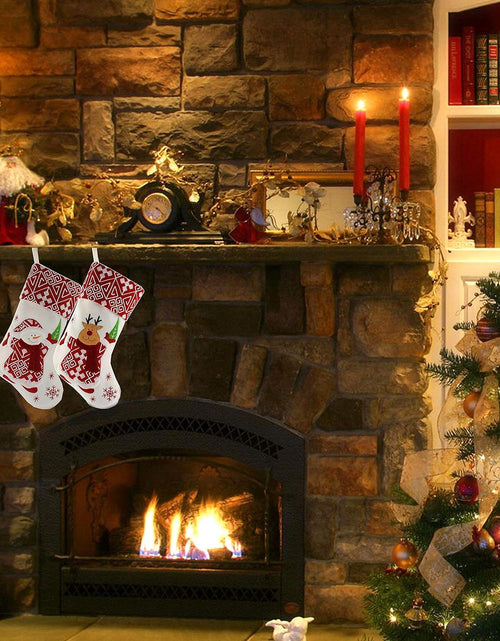 Load image into Gallery viewer, Classic Christmas Stockings Set of 2 Santa, Snowman Xmas Character 17 Inch (Style 4)