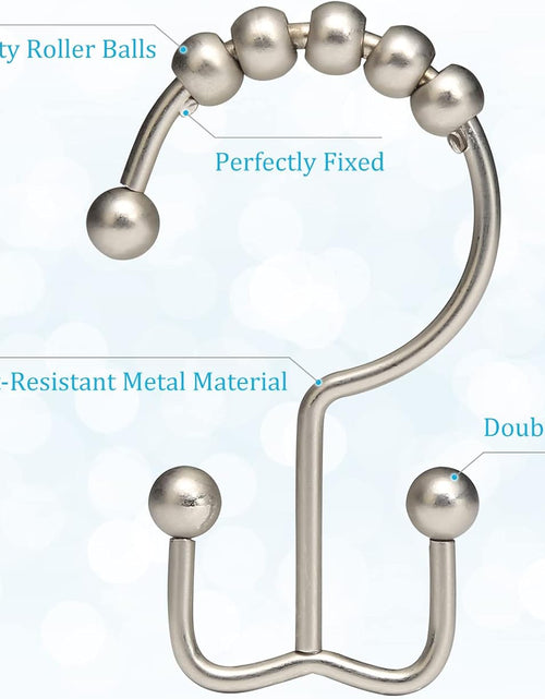 Load image into Gallery viewer, Shower Curtain Hooks, 12Pcs Shower Curtain Rings, Stainless Steel Roller Gliding Shower Hooks for Shower Curtain, Rustproof Shower Rings for Curtain, Shower Curtain, Shower Rod, Matte Nickel