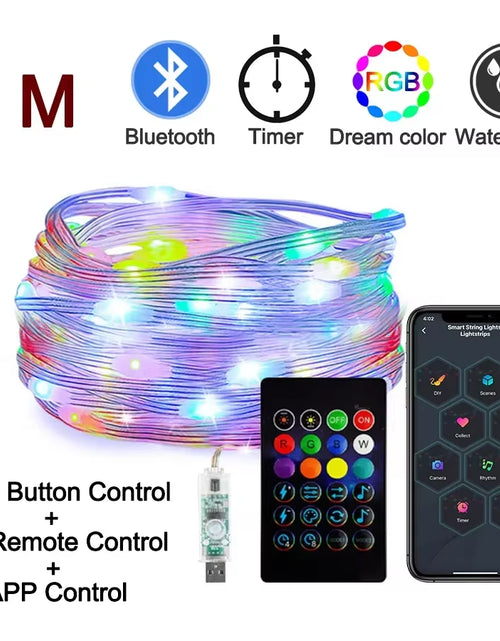 Load image into Gallery viewer, Dreamcolor Rgb Led Strip WS2812B Bluetooth Smart String Fairy Lights Christmas Garland Light Waterproof for Party Curtain Room