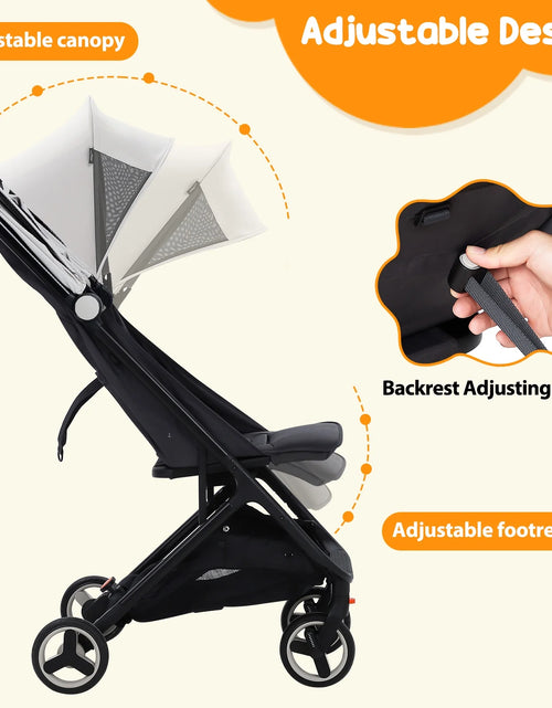 Load image into Gallery viewer, Lightweight Stroller, Compact One-Hand Fold Travel Stroller for Airplane Friendly, Reclining Seat and Canopy