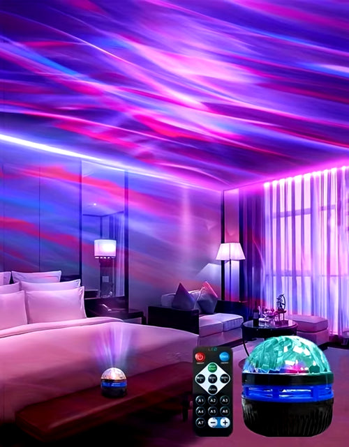 Load image into Gallery viewer, LED Starry Galaxy Ocean Wave Projector RGB Smart Remote Control Lamp KTV USB Christmas Lights Auto Rotate for Home Bedroom Decor
