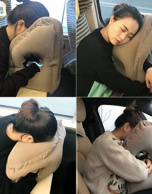 Load image into Gallery viewer, Upgraded Inflatable Air Cushion Travel Pillow Headrest Chin Support Cushions for Airplane Plane Car Office Rest Neck Nap Pillows