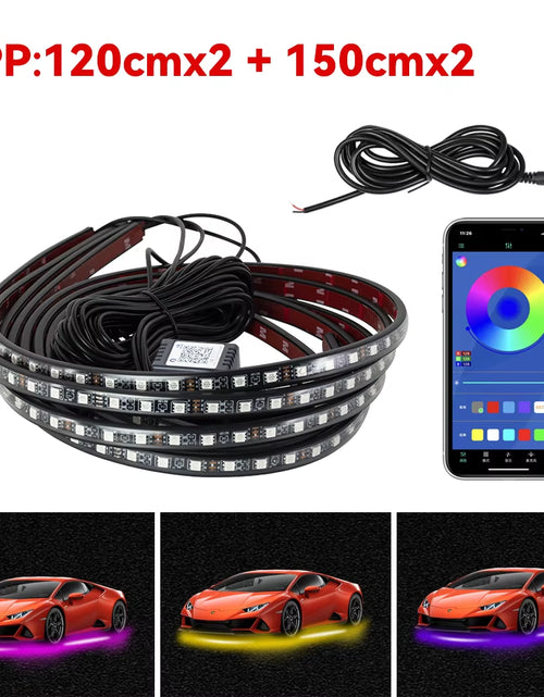 Load image into Gallery viewer, Car Underbody Light Decorative Lamp Neon LED RGB Car Underglow Bottom Light Remote/App Control Flexible Waterproof LED Strip