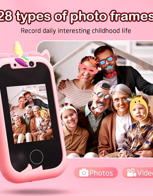 Load image into Gallery viewer, Kids Smart Phone Toys for Girls Unicorns Gifts 2.8 Inch Touchscreen Dual Camera Music Player Learn Toys Christmas Birthday Gift