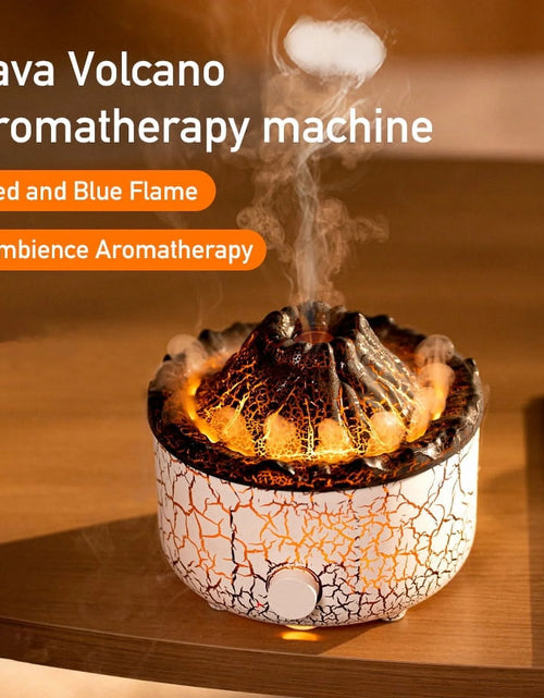 Load image into Gallery viewer, Flame Diffuser Humidifier, with 3D Flame and Volcano Effect, 560Ml Aroma Essential Oil Diffuser with Remote Control, White