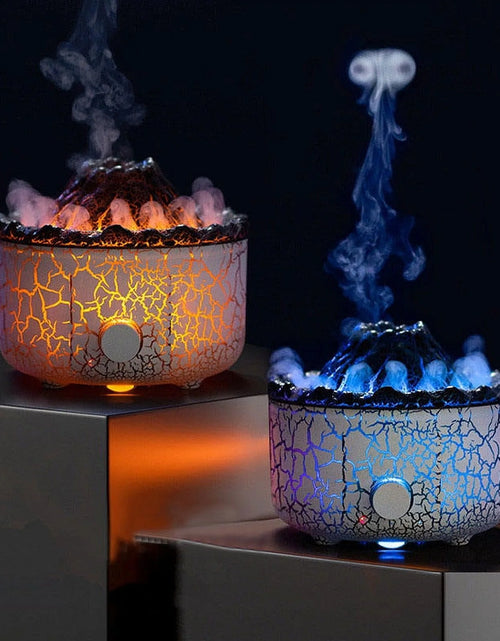 Load image into Gallery viewer, Flame Diffuser Humidifier, with 3D Flame and Volcano Effect, 560Ml Aroma Essential Oil Diffuser with Remote Control, White