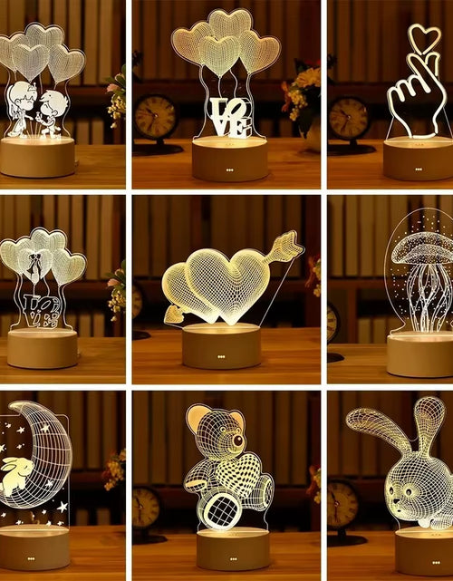 Load image into Gallery viewer, Romantic Love 3D Acrylic Led Lamp for Home Children'S Night Light Table Lamp Birthday Party Decor Valentine'S Day Bedsid