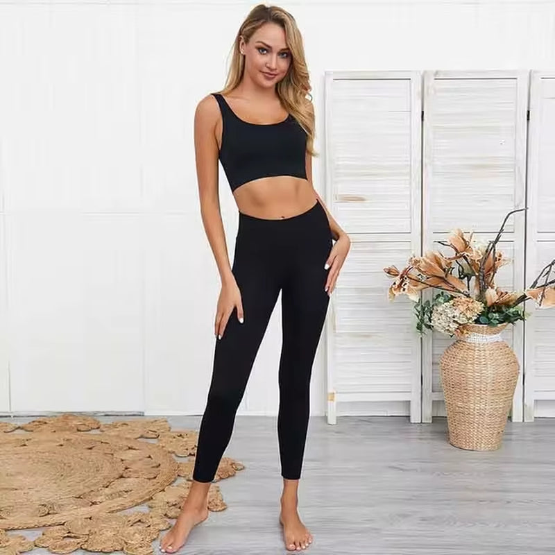 2Pcs Seamless Hyperflex Workout Sport Outfits for Women Sportswear Athletic Clothes Gym Long Sleeve Crop Top High Waist Leggings