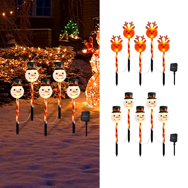 Christmas Pathway Lights 5X Light-Up Christmas Driveway Stake Solar-Powered LED Christmas Landscape Lights Waterproof Christmas