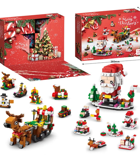 Christmas Building Blocks Set Box Kids Toys 24Years Xmas Advent Calendar Bricks Diy Kit Gift for Children 6 Years Old and Above