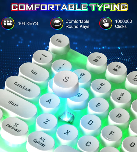 Mouse and Keyboard Combo, 104 Keys Wired Gaming Keyboard and Mouse Keyboard, Retro Punk Gaming RGB Keyboard, for Windows/Mac/Pc (Black)