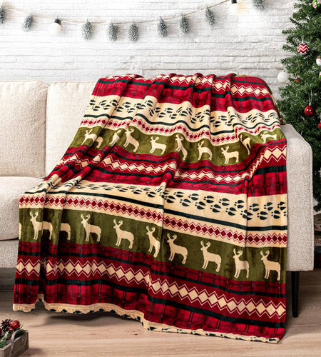 Christmas Throw Blanket | Red Christmas Holiday Fleece Blanket | Soft, Plush, Warm Winter Cabin Throw, 50X60 (Red Christmas)