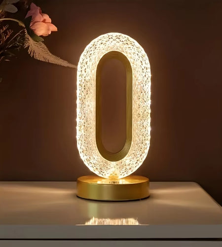 Modern Luxury Oval USB Rechargeable Crystal Table Lamp Living Room Bedroom Bedside Creative Decoration Atmosphere Night Light