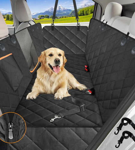 Dog Car Seat Cover for Back Seat, 100% Waterproof Dog Car Hammock with Mesh Window, Anti-Scratch Nonslip Durable Soft Pet Dog Seat Cover for Cars Trucks and SUV