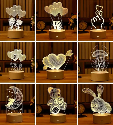 Romantic Love 3D Acrylic Led Lamp for Home Children'S Night Light Table Lamp Birthday Party Decor Valentine'S Day Bedsid